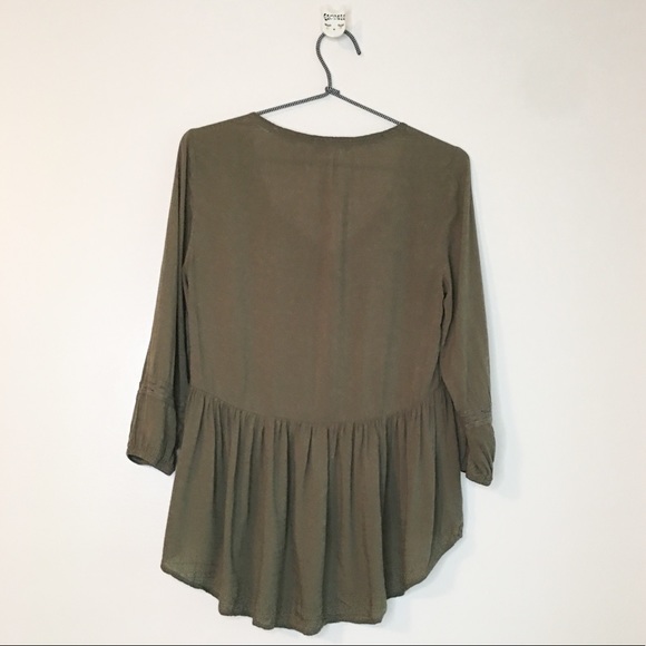 Altar’d State Bohemian Tassel Peasant Top Dark Green Small - Picture 2 of 5